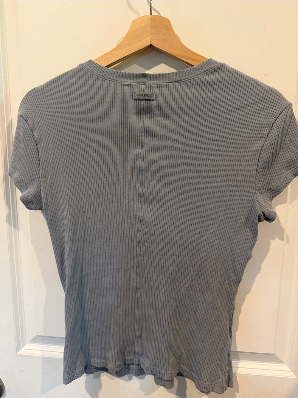 Fabletics Ribbed Muscle Tee in Dusty Blue - Picture 2 of 4